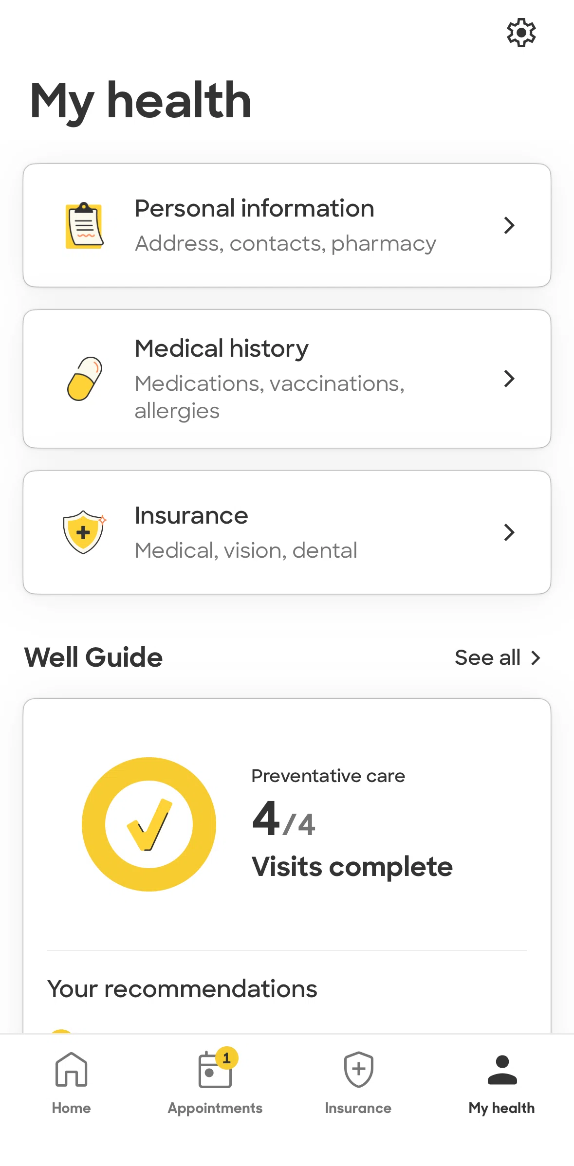 Zocdoc Screen screen in the Personal information flow