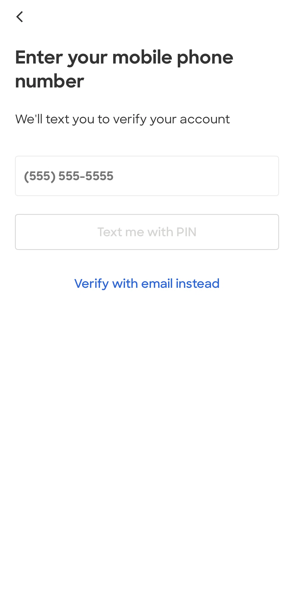 Zocdoc Screen screen in the Verifying with email flow