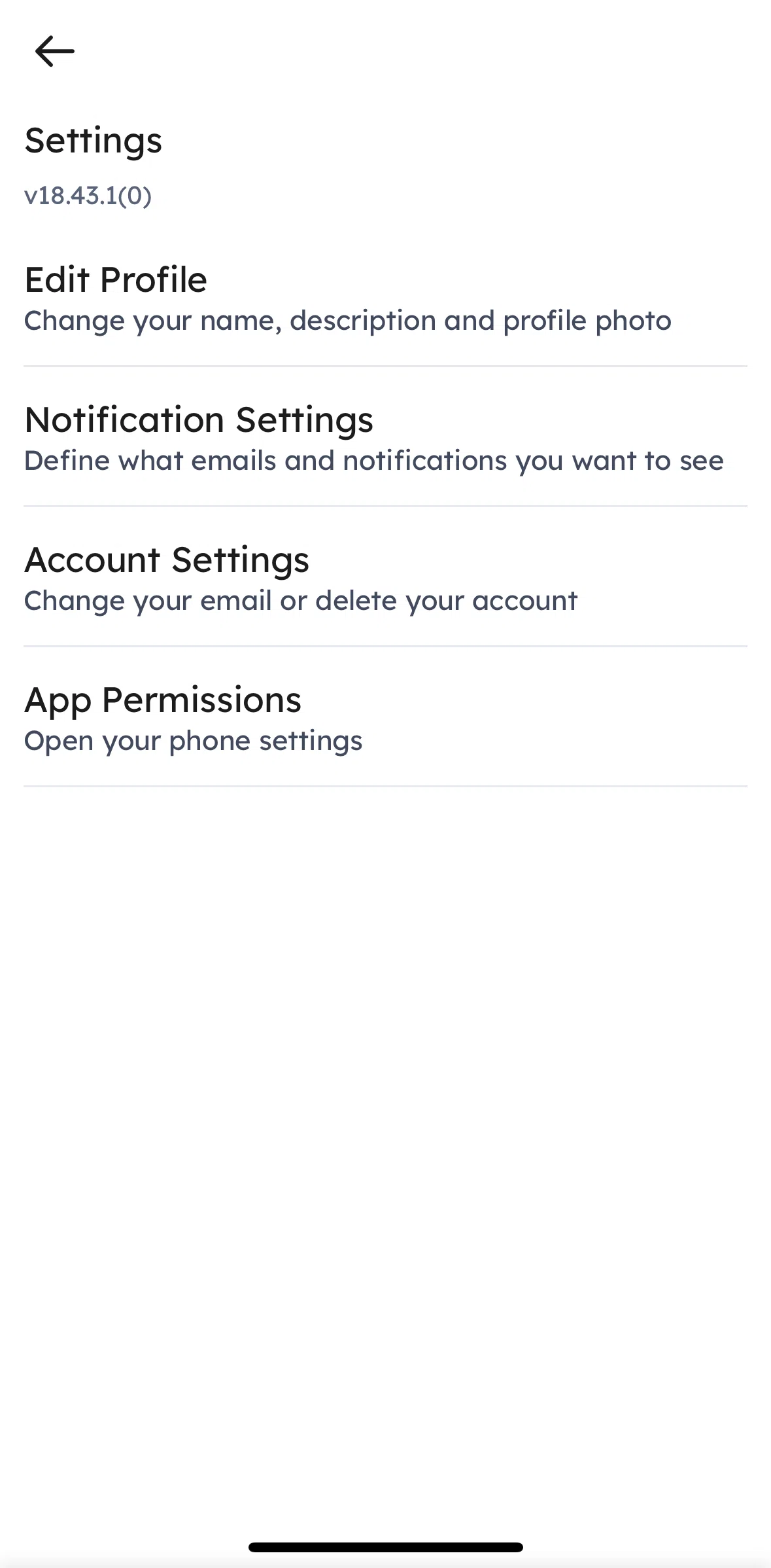Zomato Screen screen in the Account settings flow