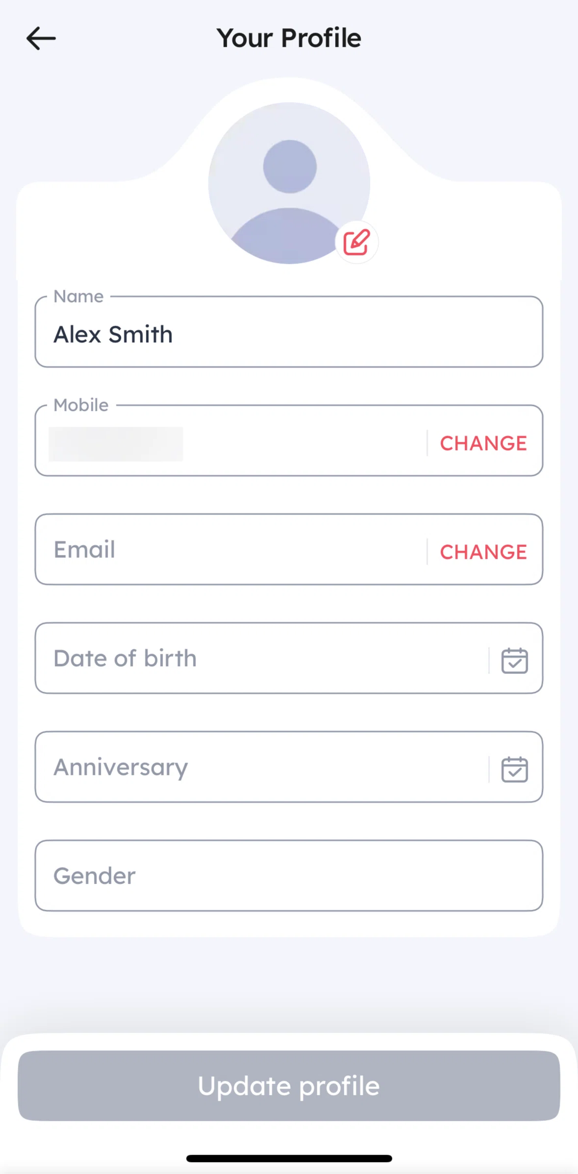 Zomato Screen screen in the Adding an email flow