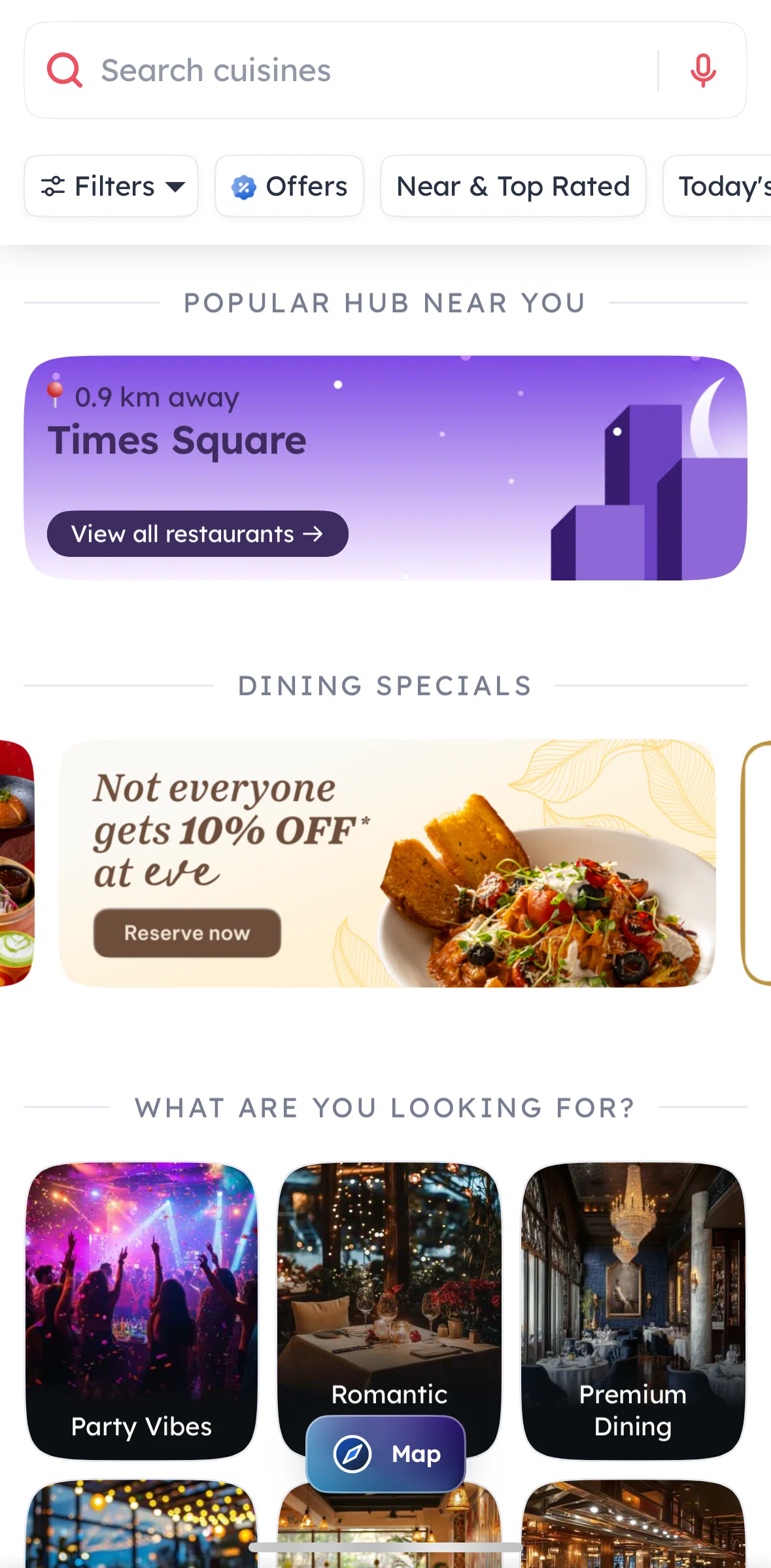 Zomato Screen screen in the Dining specials flow