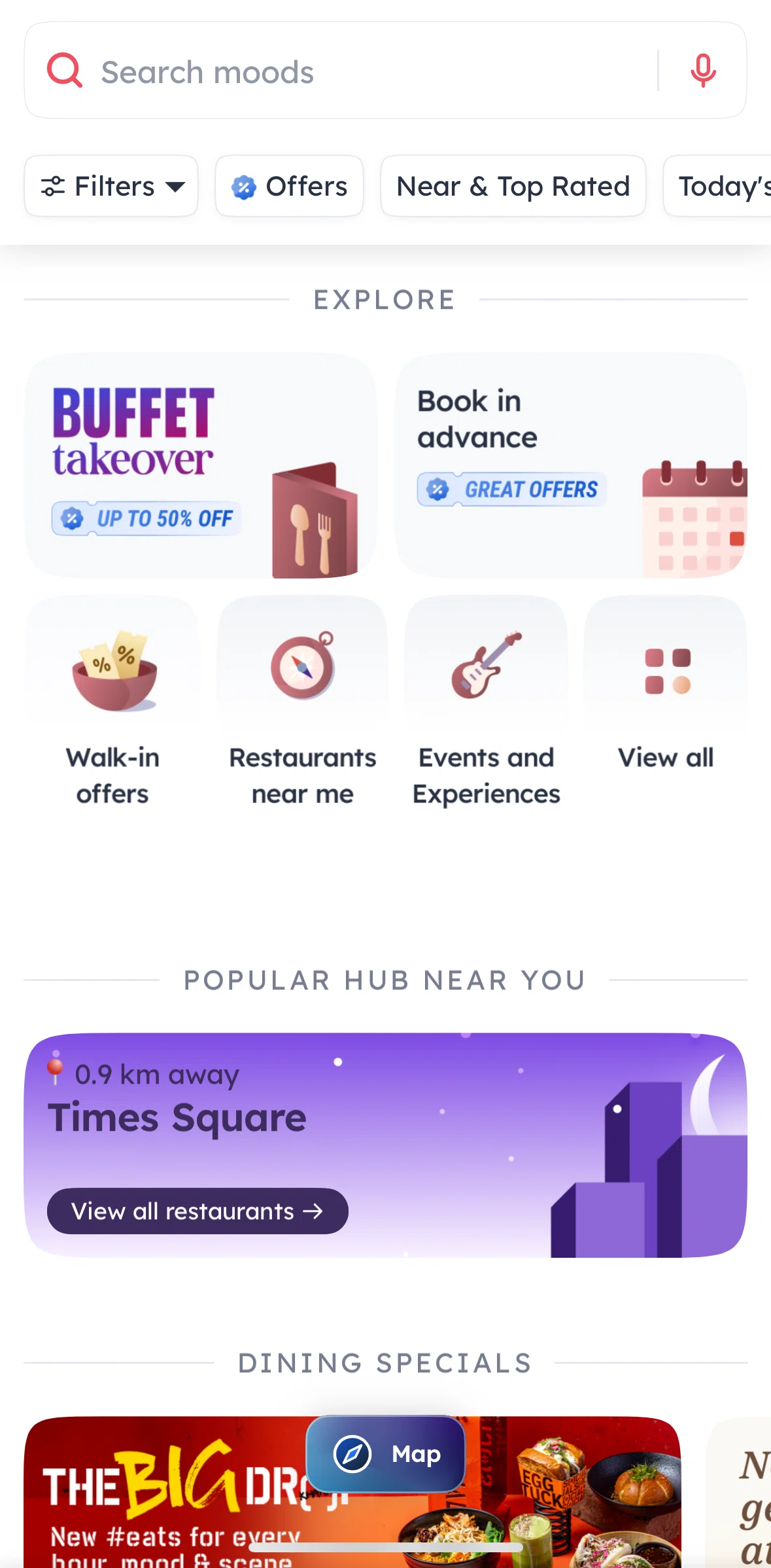 Zomato Screen screen in the Experiences flow