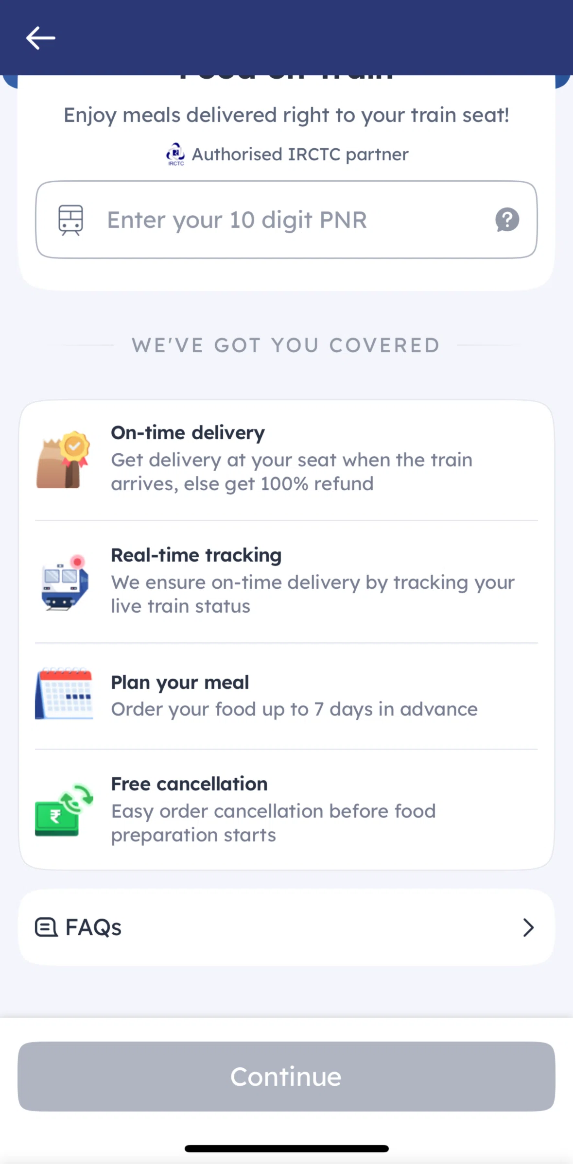 Zomato Screen screen in the FAQs flow