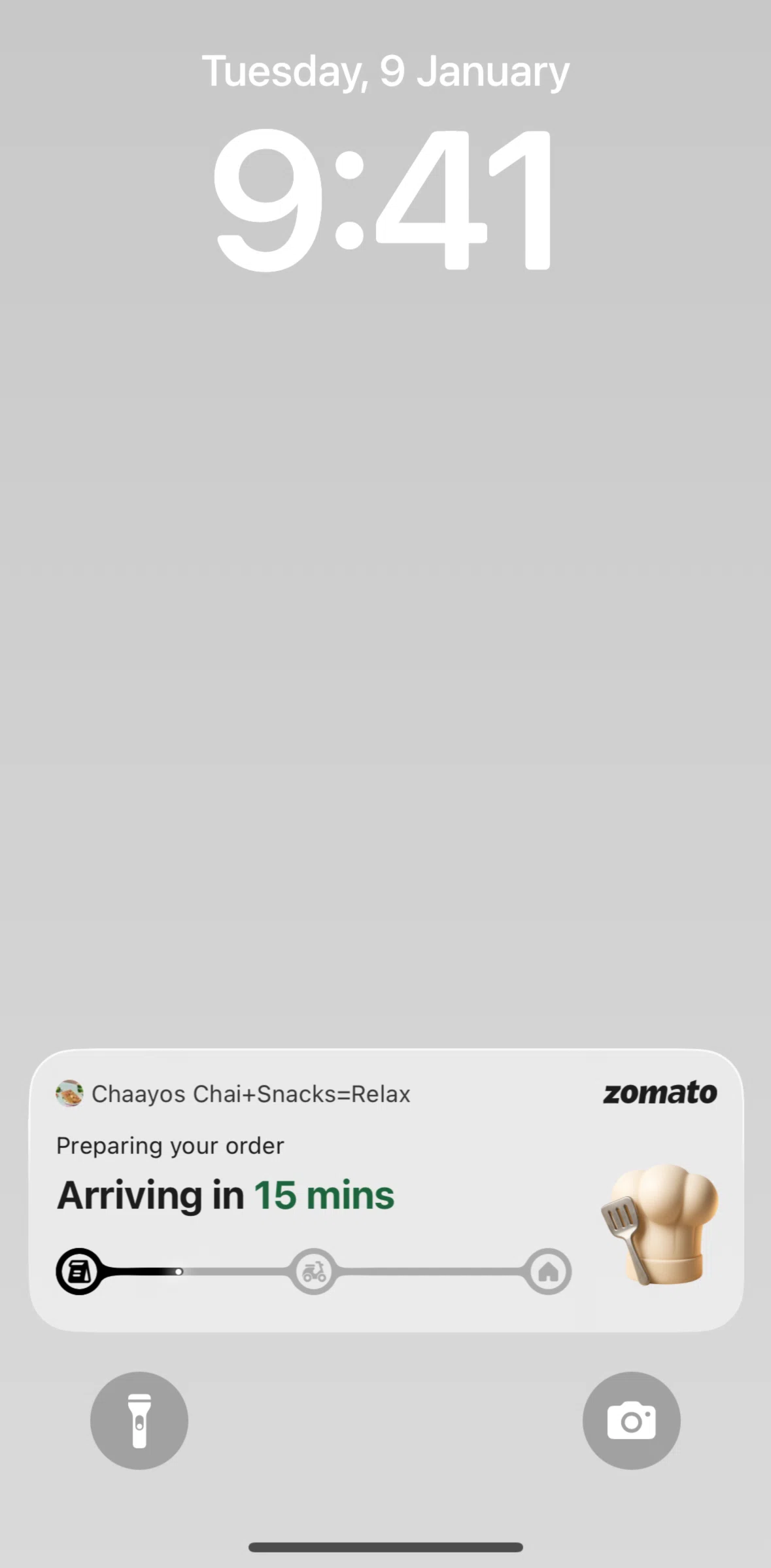 Zomato Screen screen in the Live Activities flow
