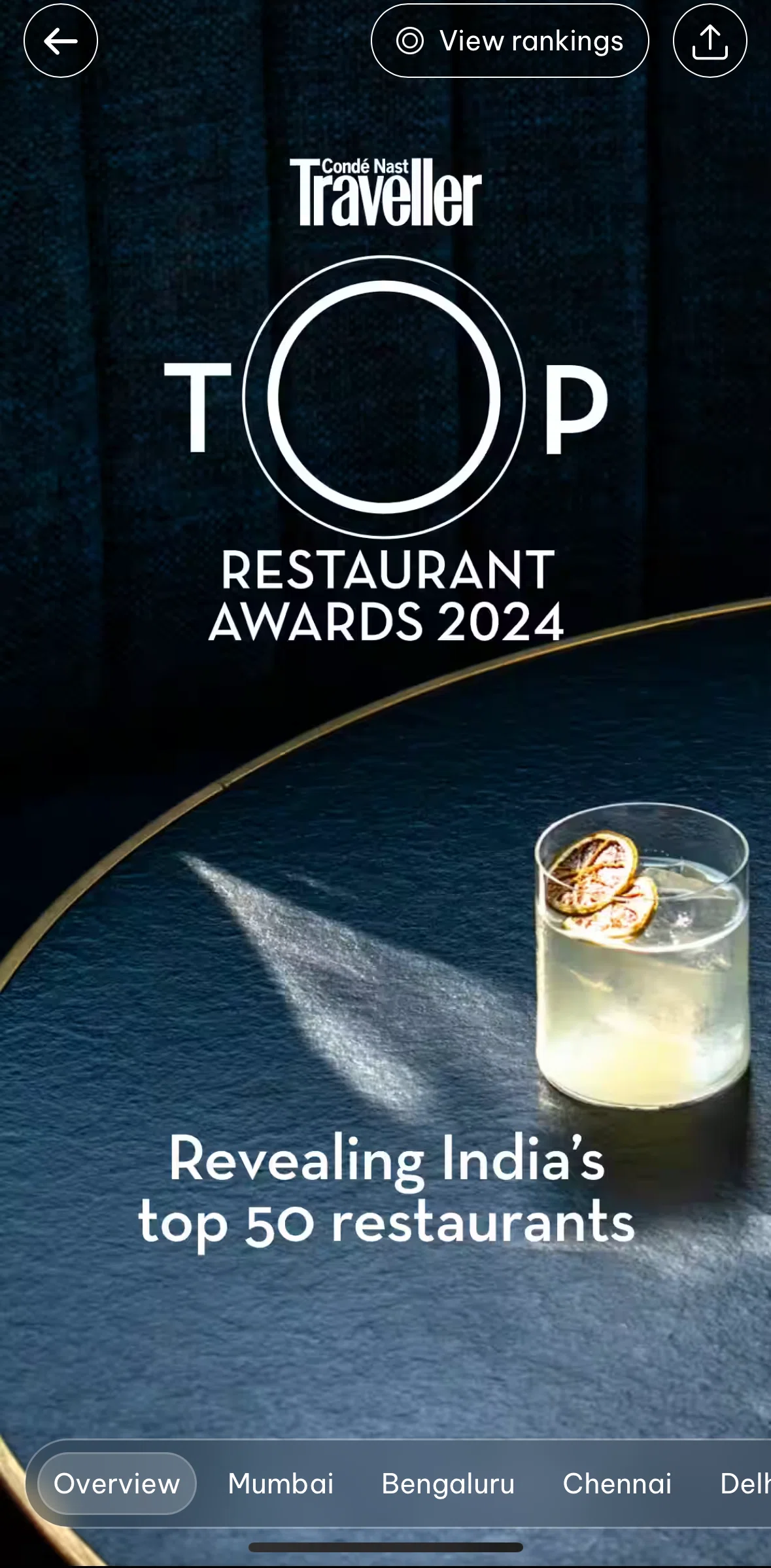 Zomato Screen screen in the Rankings flow