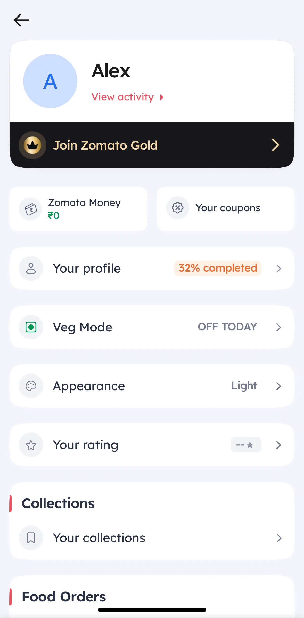Zomato Screen screen in the Rating flow