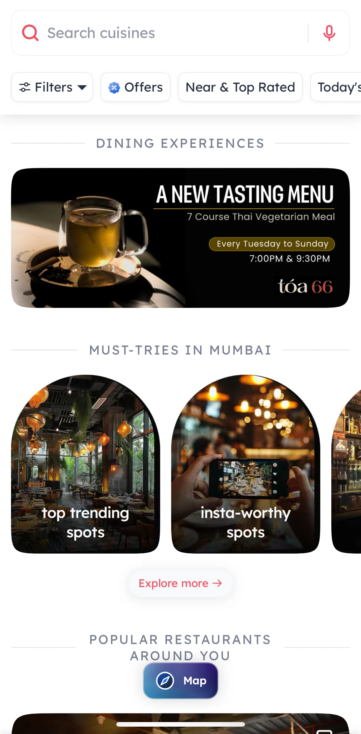 Zomato Screen screen in the Restaurant collection flow