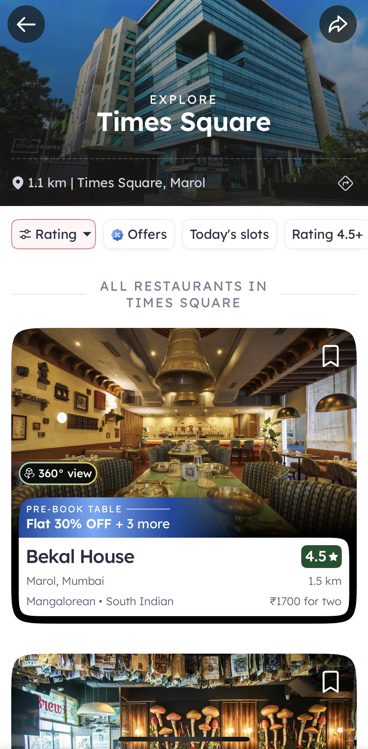 Zomato Screen screen in the Restaurant detail (Dining) flow