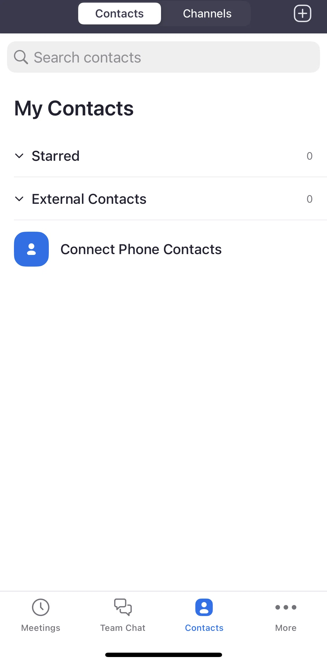 Zoom Screen screen in the Adding contacts flow