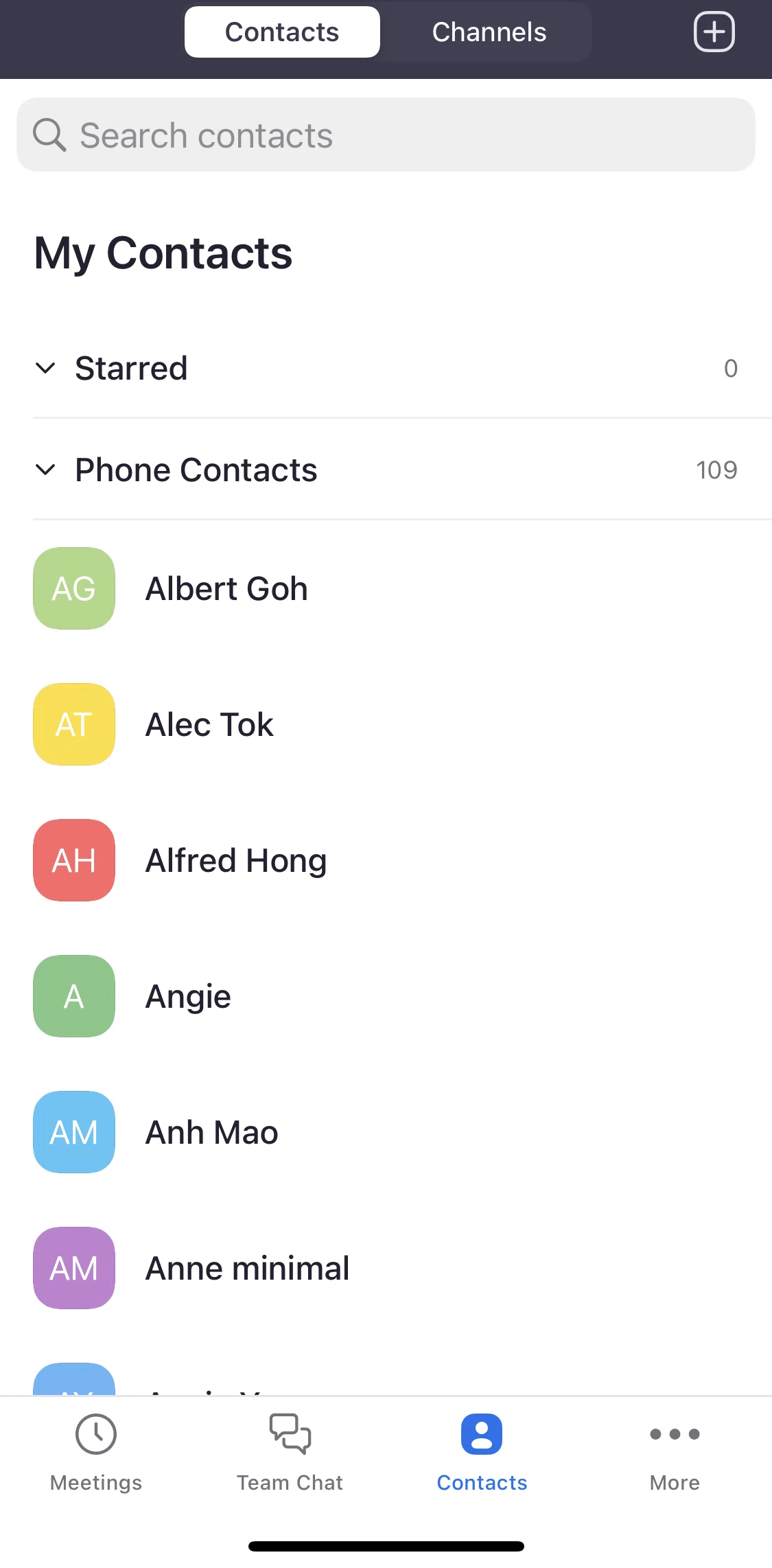 Zoom Screen screen in the Contact detail flow