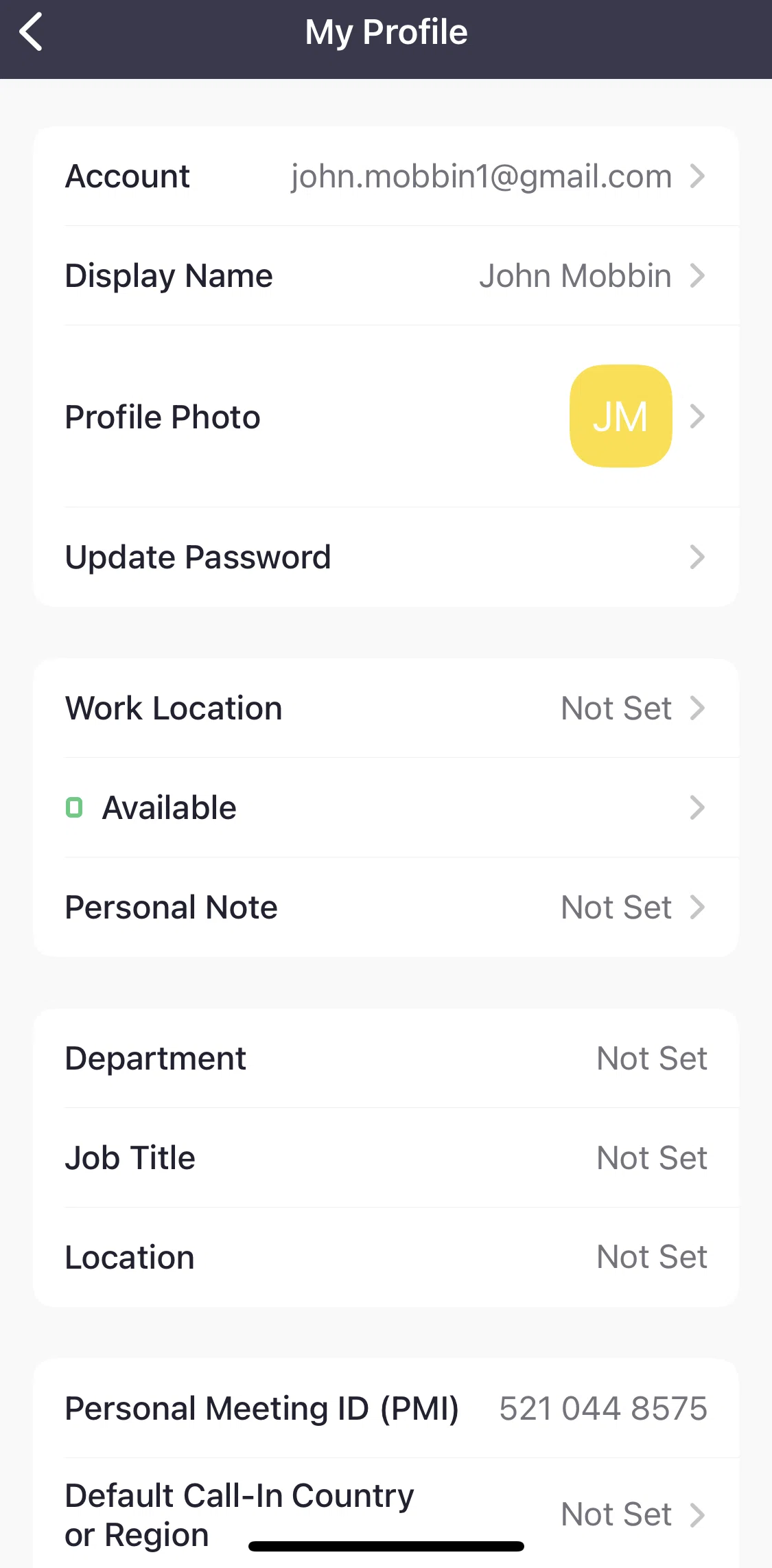 Zoom Screen screen in the Deleting account flow