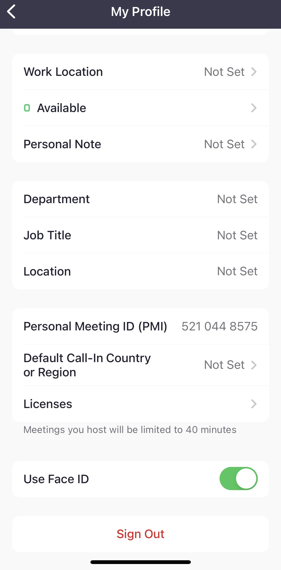Zoom Screen screen in the Logging out flow