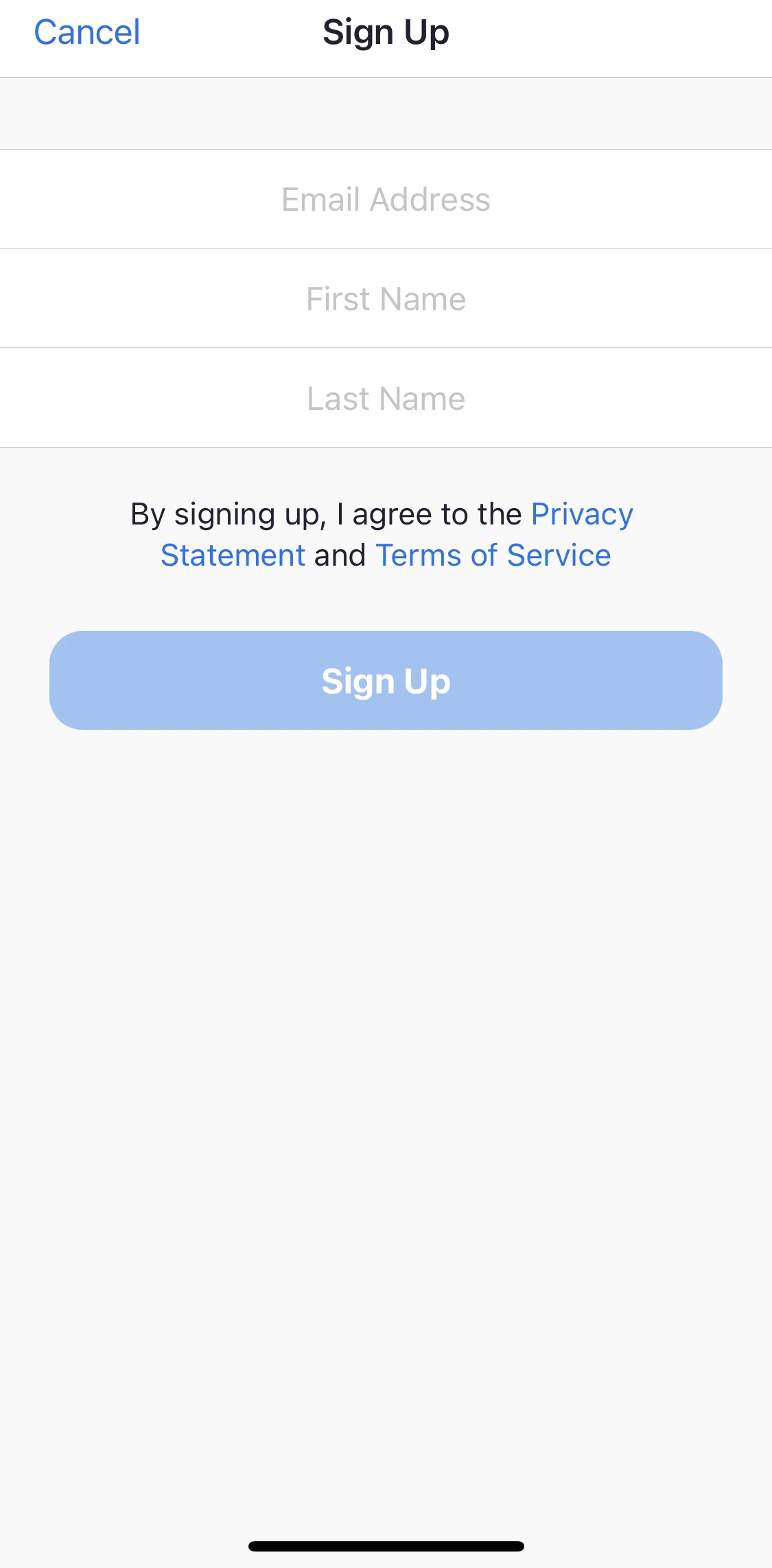 Zoom Screen screen in the Privacy statement flow