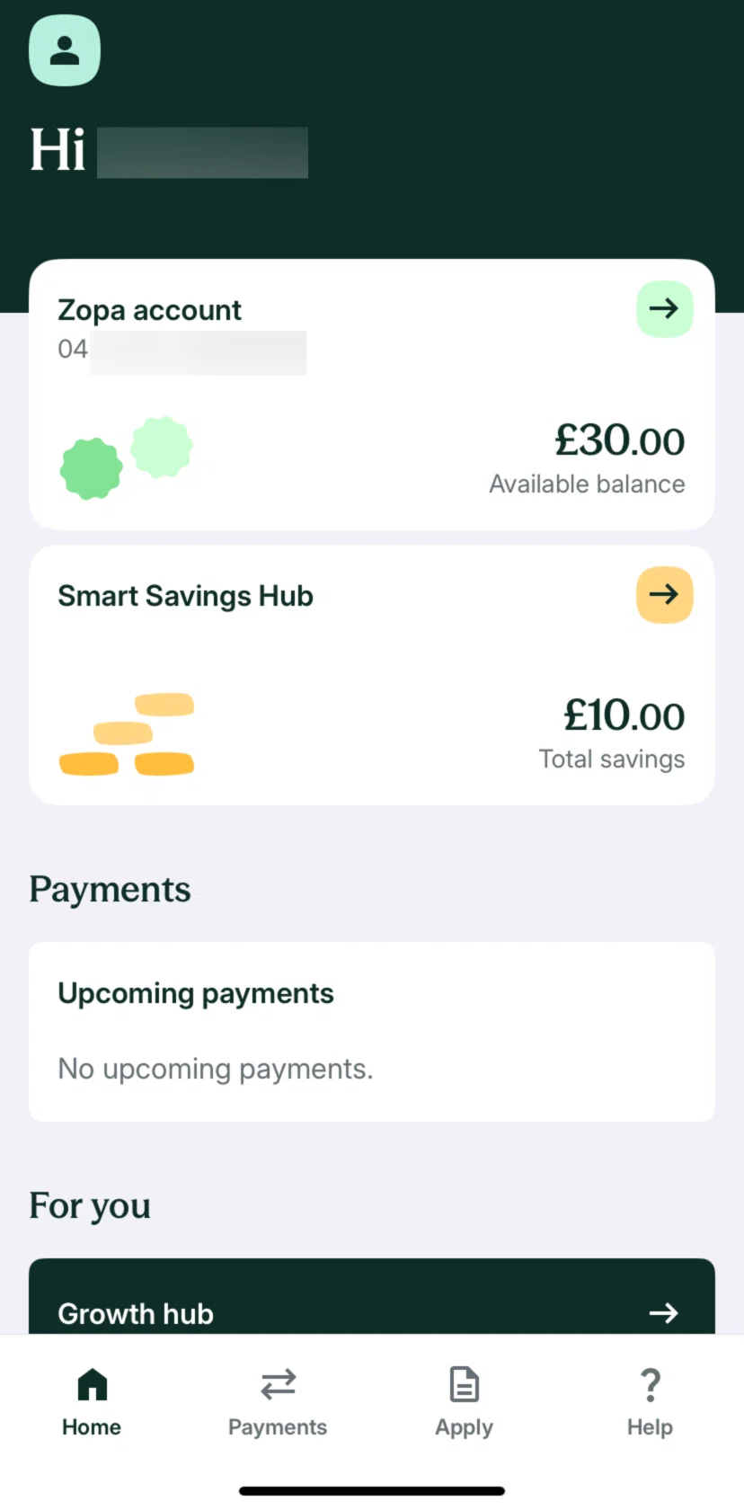 Zopa Bank Screen screen in the Apply flow
