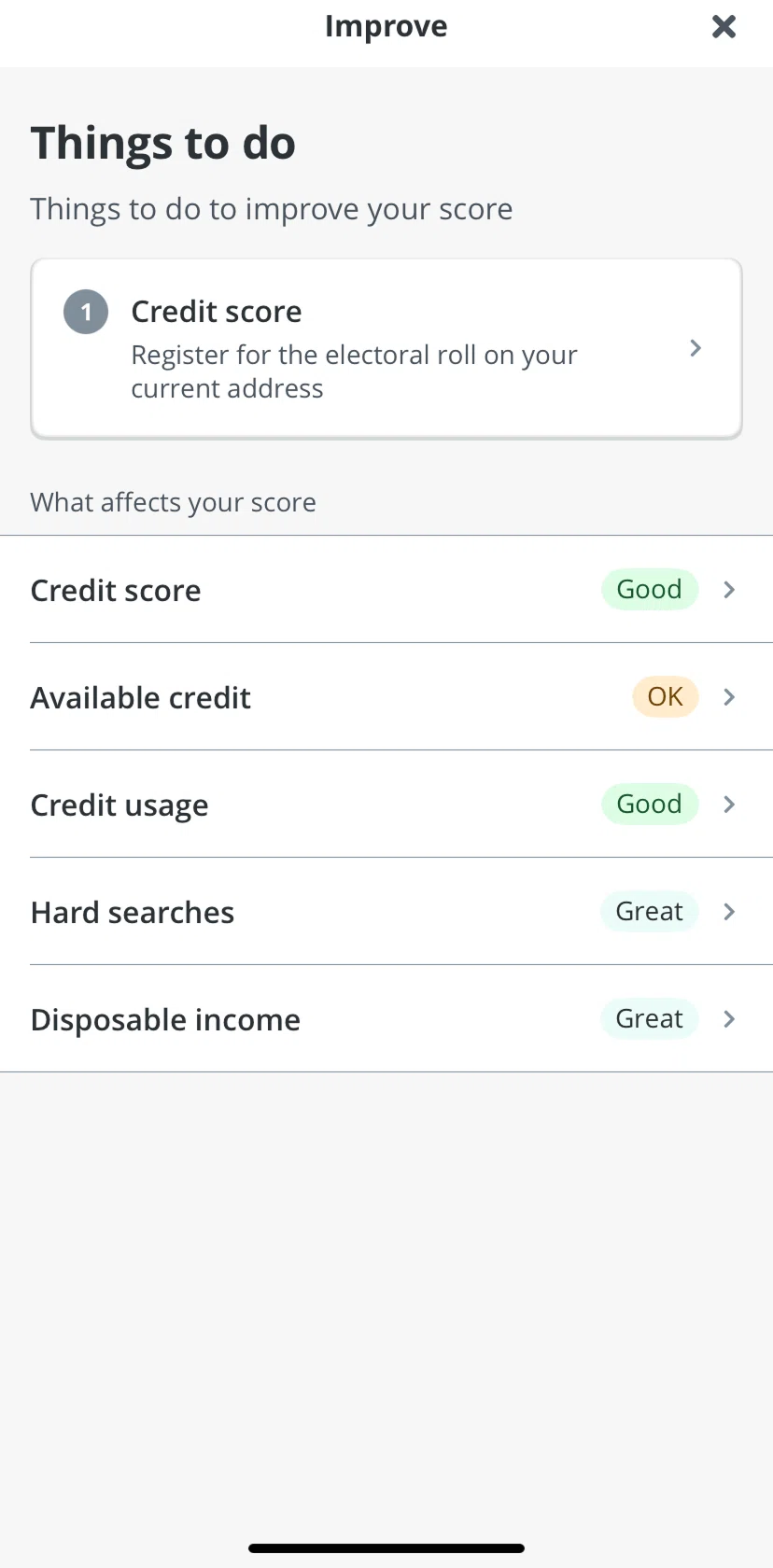 Zopa Bank Screen screen in the Available credit flow