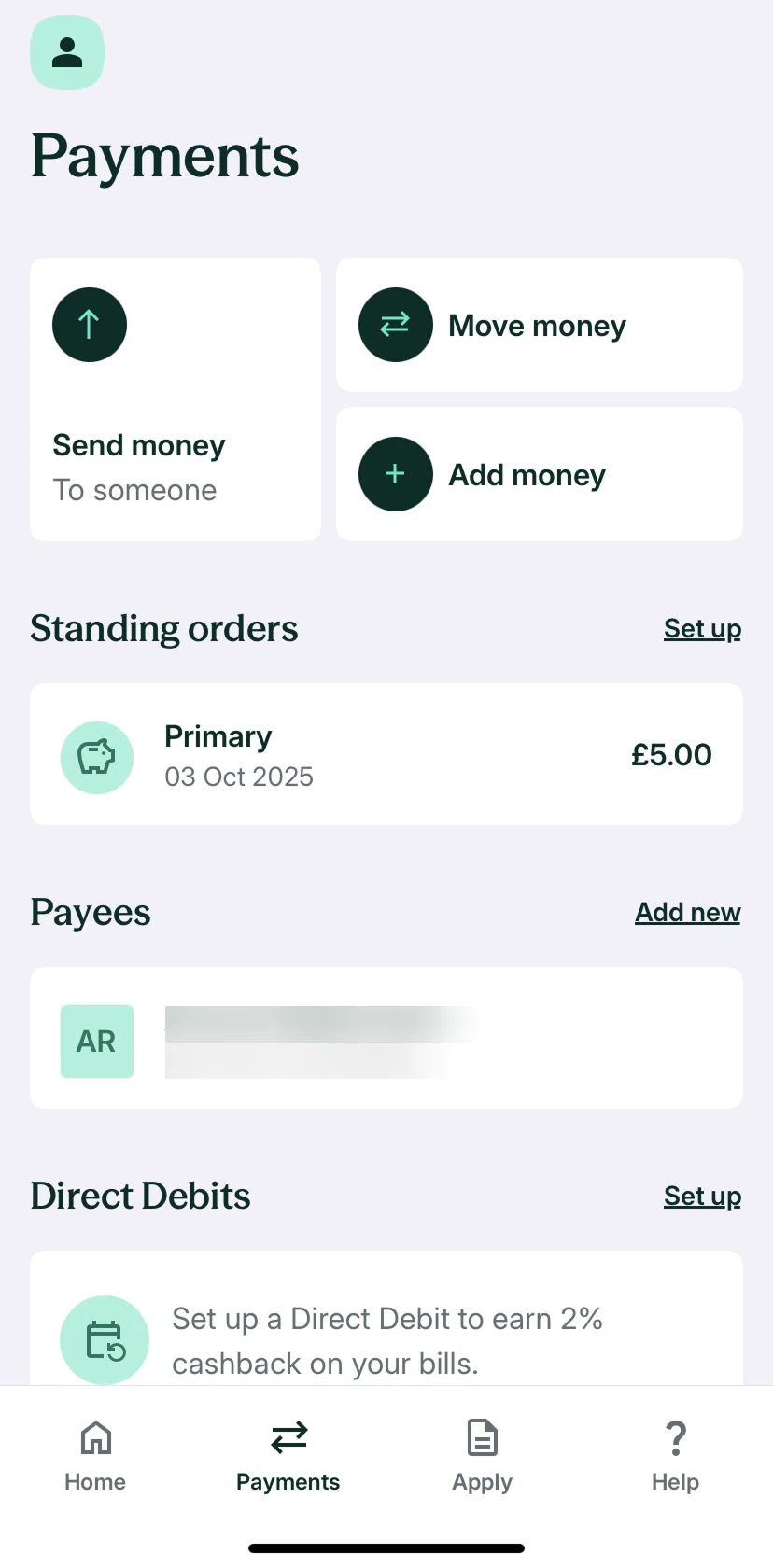 Zopa Bank Screen screen in the Cancelling standing orders flow