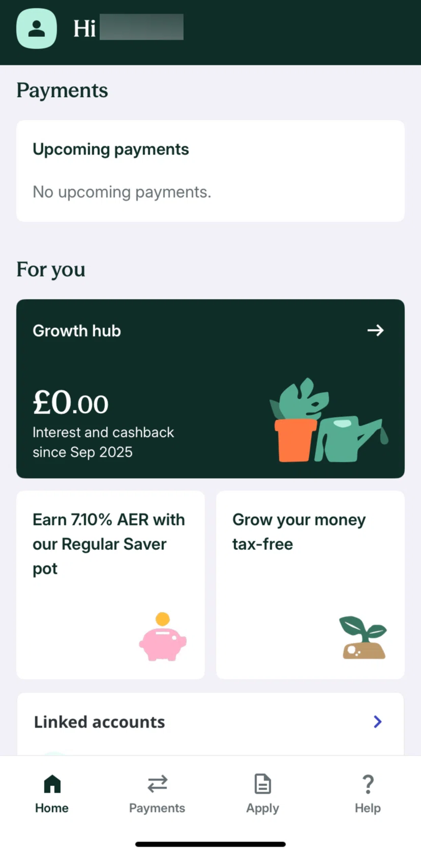 Zopa Bank Screen screen in the Growth hub flow