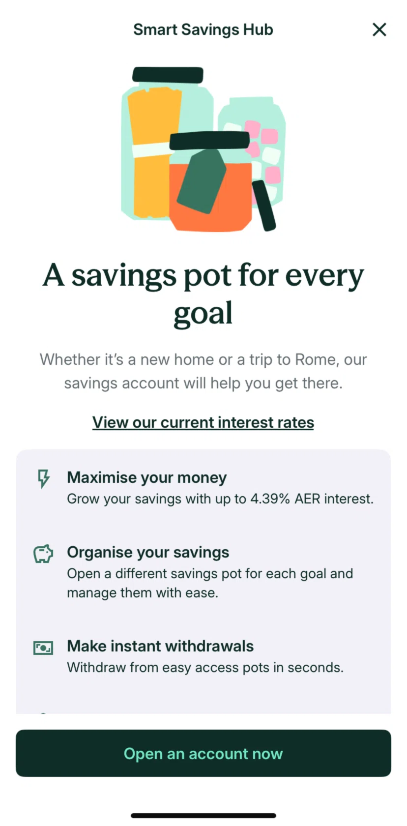 Zopa Bank Screen screen in the Interest rates detail flow