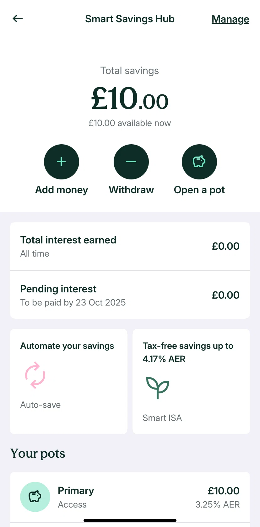 Zopa Bank Screen screen in the Opening a pot flow