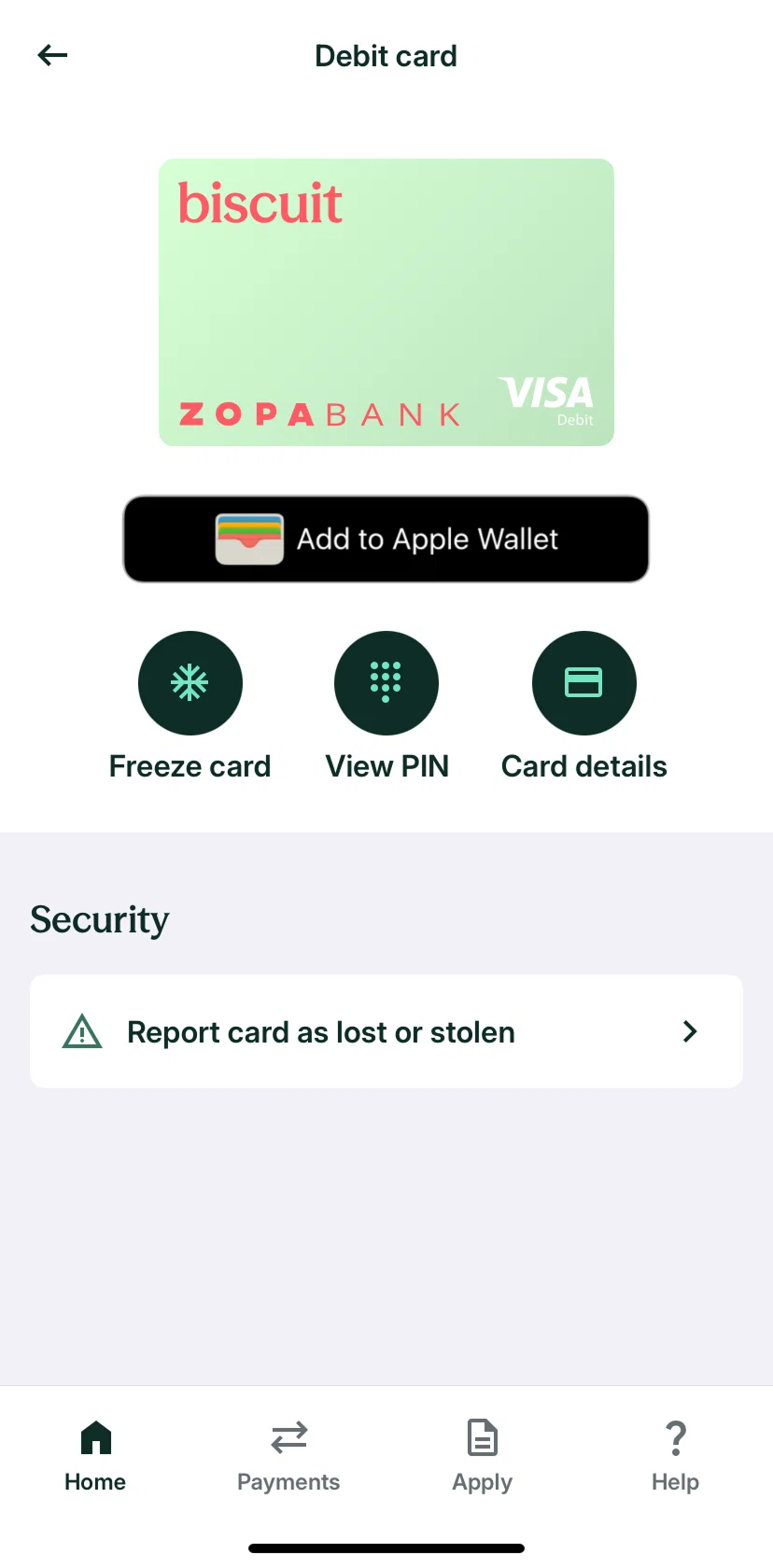 Zopa Bank Screen screen in the Reporting a card as lost or storen flow